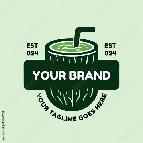 Coconut Drink Cup Logo Design for Organic Refreshment Branding