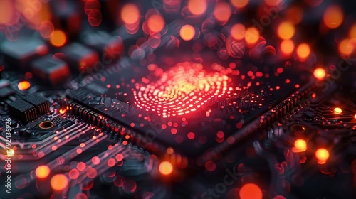 digital fingerprint on motherboard backgrounds digital security and access concepts illustration © Emile