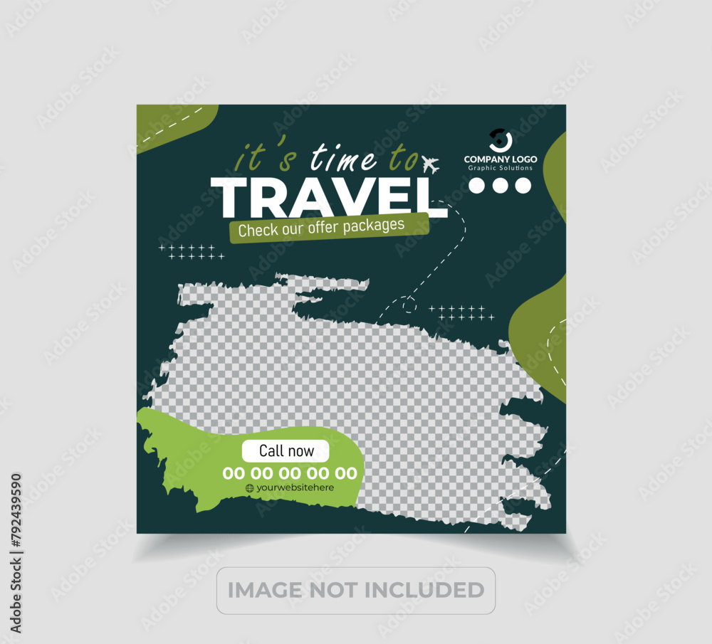 family travel social poster design template