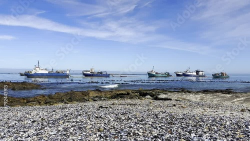 Diamond Mining boats anchored of the West Coast