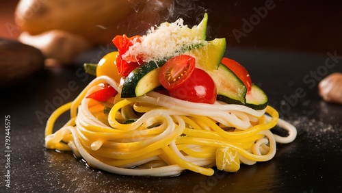 Pasta with tomato and vegetables dish meal food fresh concept (ID: 792445575)