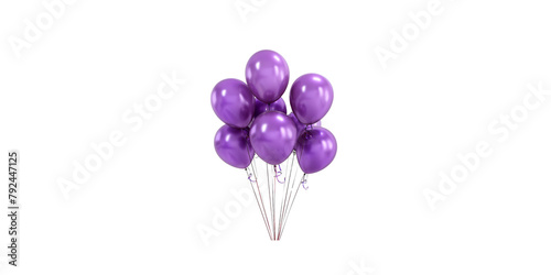 violet balloons bunch for birthday party or other events isolated on white background