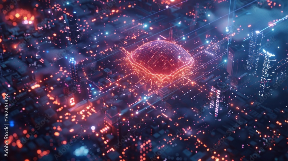 Obraz premium Bundled Artificial Intelligence Technology Panel AI generated