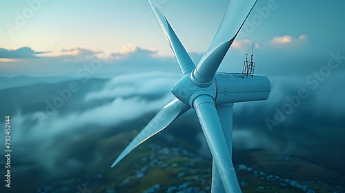 Sustainable Wind Turbine in Calm Blue Sky