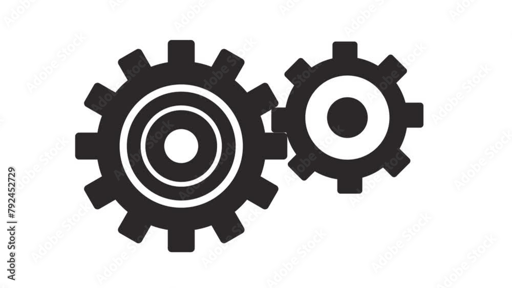 two rotating black gears on a white background two rotating black gears on a white background