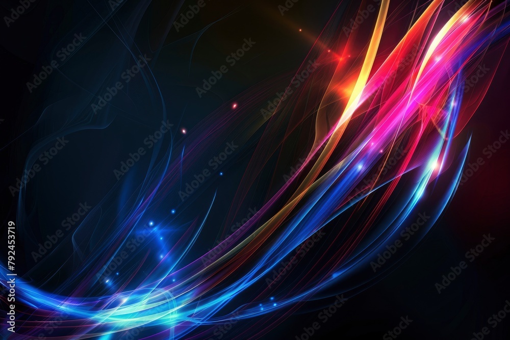 Modern Black Background Line Light Abstract - generative ai Modern Black Background Line Light Abstract - generative ai