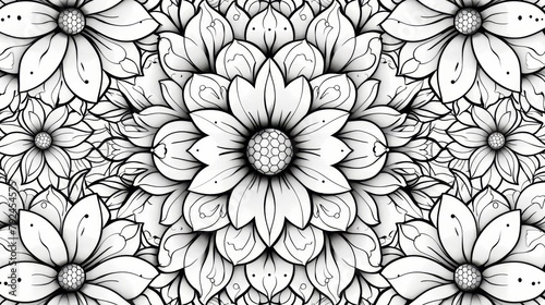 Mandala: A mandala pattern with a floral motif, featuring blooming flowers and vines
