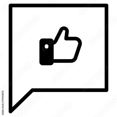 Likes with comment icon. Bubble speech talk with thumb up icon. Testimonials and customer relationship management concept.