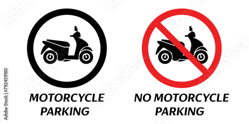 Motorcycle parking zone sign. Stock vector