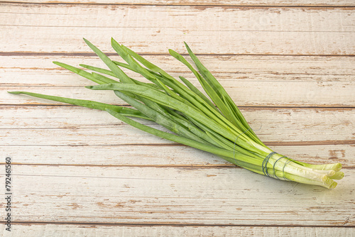 Raw young green onion heap