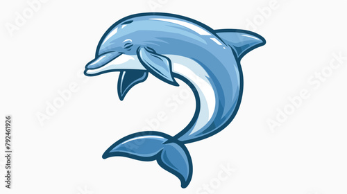 Dolphin blue logo Hand drawn style vector design illustration