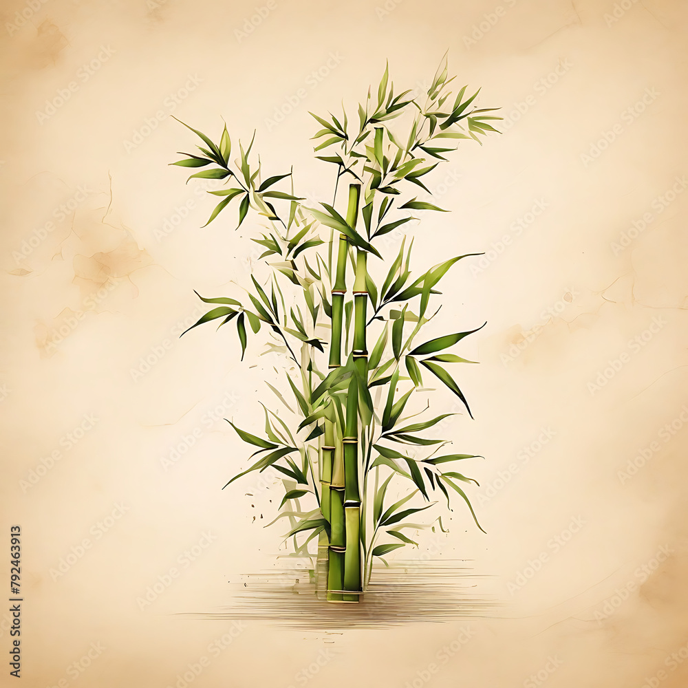 Naklejka premium bamboo in parchment paper background