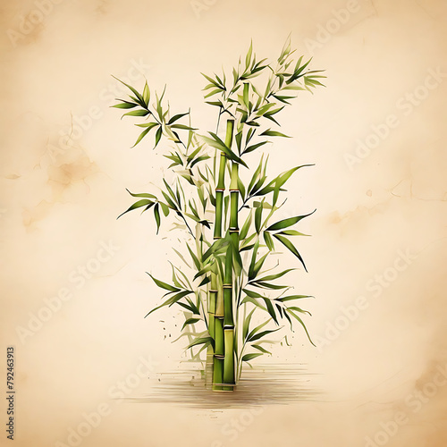 bamboo in parchment paper background