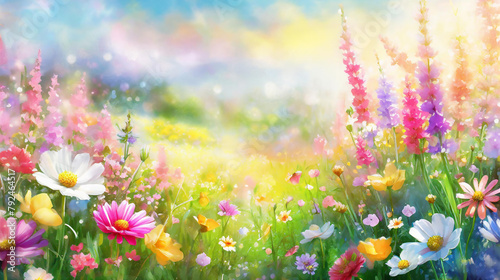 穏やかな春の花畑