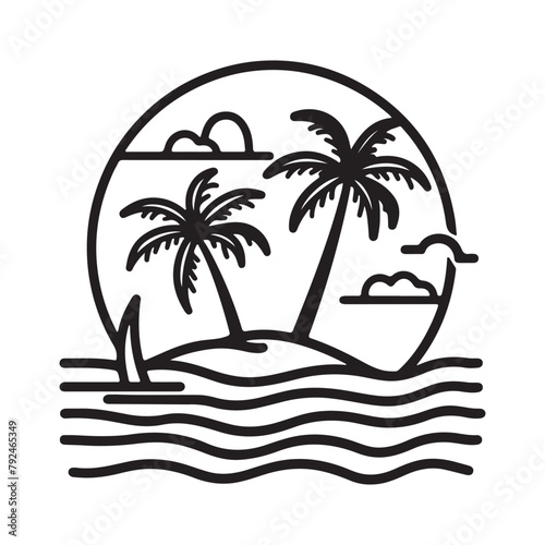Island Logo Vector Art  Icons  and Graphics. tropical island with palm trees