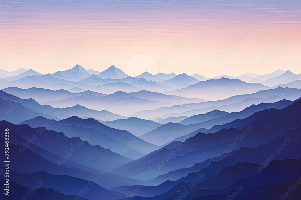 Twilight Mountain Range Canvas: Majestic Mountain Gradient Inspirations