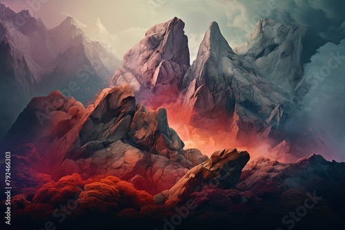 Majestic Mountain Gradient Inspirations: Rock Formation Mood Board Masterpiece photo