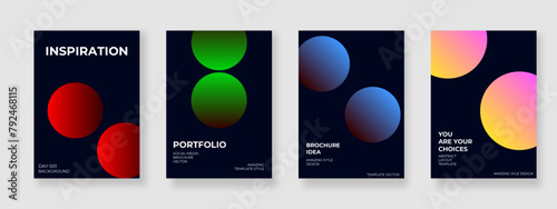 Abstract gradient background vector set. Minimalist style cover template with vibrant perspective 3d geometric prism shapes collection. Ideal design for cover, poster, banner, flyer, brochure.