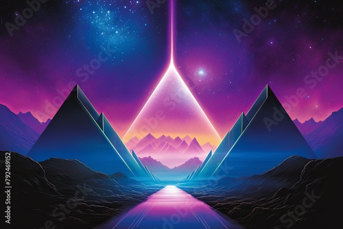 Retro Wave starfield  Cosmic 80s Music Album Art Visual