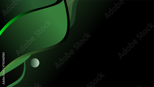 Glowing green leaf abstract waves side frame dull background