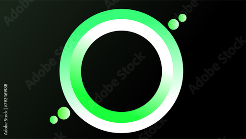 Bright green white circle outline creative frames over dark greyish green gradient background