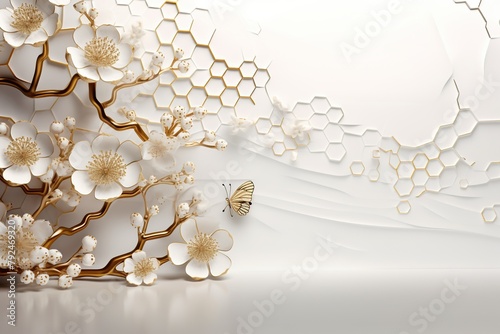 a tree with white flowers and a bee on it