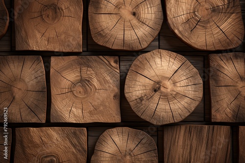 Rustic Woodgrain Web Assets: Crosscut Log Background Tiles Collection photo