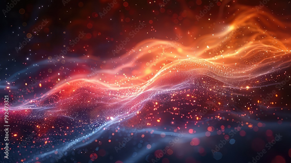 3d rendering of abstract digital background with particles and bokeh
