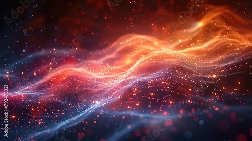 3d rendering of abstract digital background with particles and bokeh