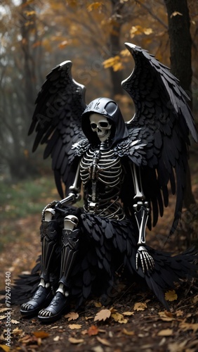 skeleton with wings