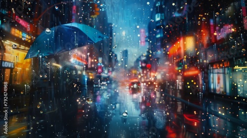 Raindrops of stardust showering onto an urban landscape  blending the surreal with the mundane in a cosmic embrace.