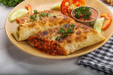 Mexican cuisine - chicken burrito with beans