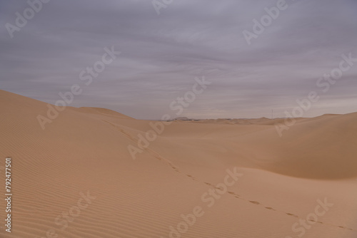 The sand waves of an interesting shape in the desert next to Wuhai  China