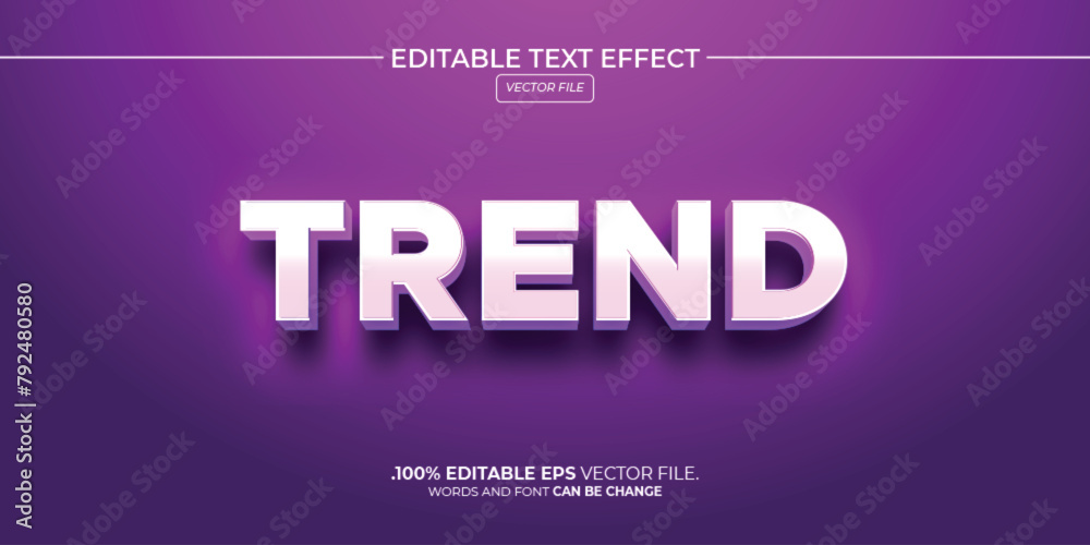 Vector editable text effect trend style, or trend 3d text effect 