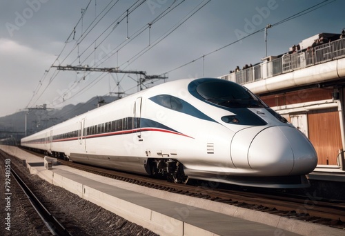'crh view speed high train bullet asia asian china chinese city departure electric fast line modern platform rail railroad railway rapid station technology terminal tour' photo