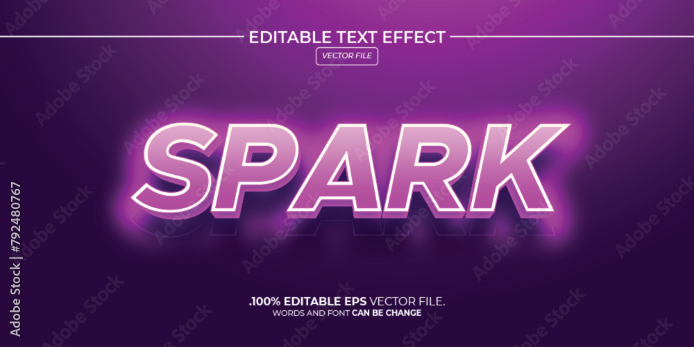 Vector editable text effect spark style, or spark 3d text effect 