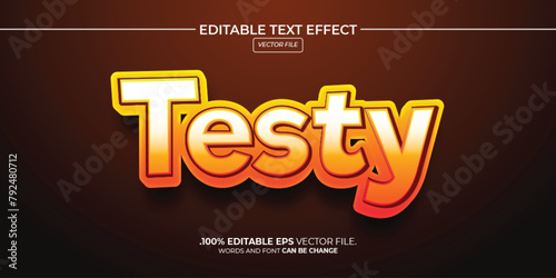 Vector editable text effect testy style, or testy 3d text effect 