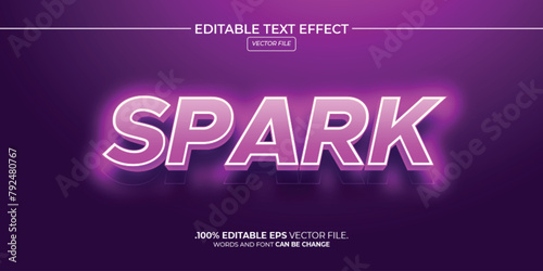 Vector editable text effect spark style  or spark 3d text effect 