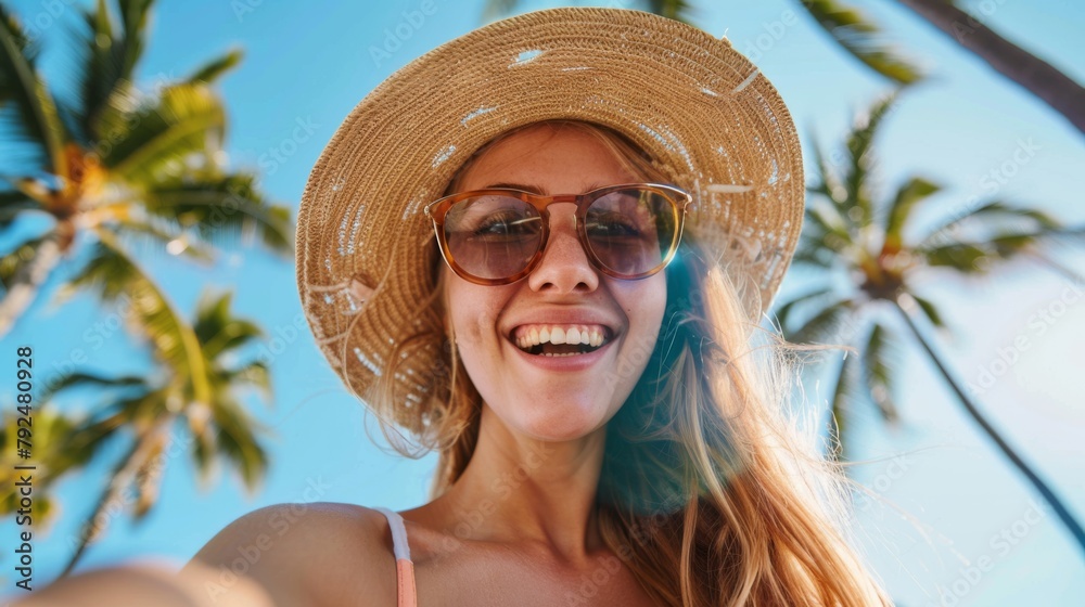 Smiling Woman in Summer Hat