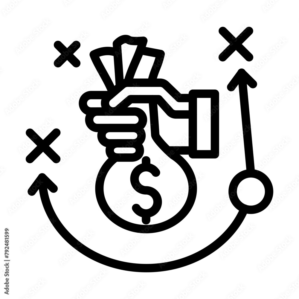 Investment Strategies Vector Line Icon Design Investment Strategies Vector Line Icon Design