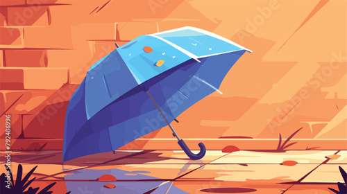 Single colored umbrella is lying on a floor. vector © Mishi