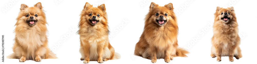 Dog PNG set - sitting photo of happy Pomeranian isolated transparent background Dog PNG set - sitting photo of happy Pomeranian isolated transparent background
