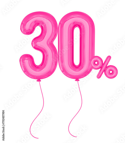 30 Percent Off Sale Pink Balloon 3D