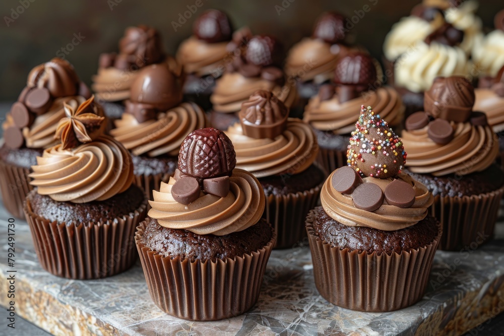 Indulge in the rich flavor of decadent chocolate cupcakes.