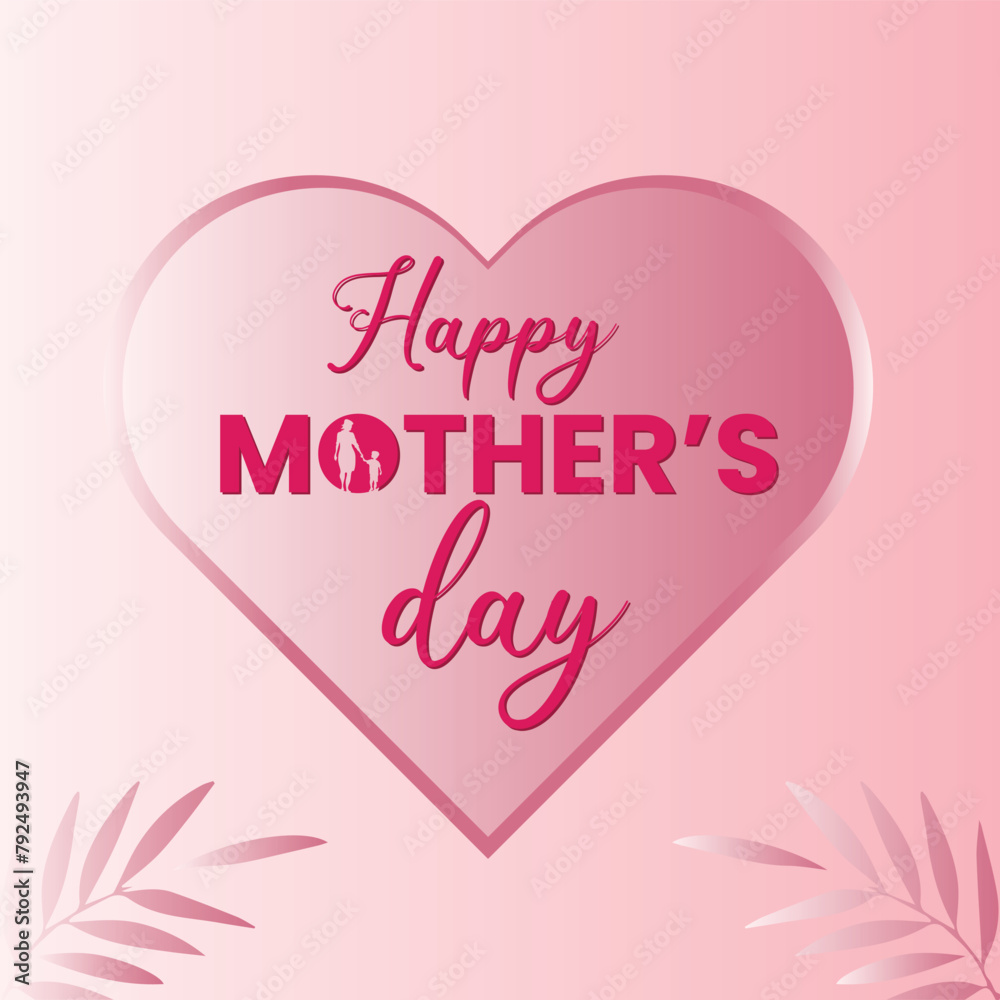 Happy mothers day card, square banner. Mother's day typography t-shirt design. Vector greeting card design for social media, poster, flyer, online stores, greeting card. Text of happy mother's day. 