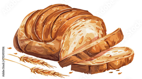 Loaf of fresh sourdough brown bread. Whole grain bake photo