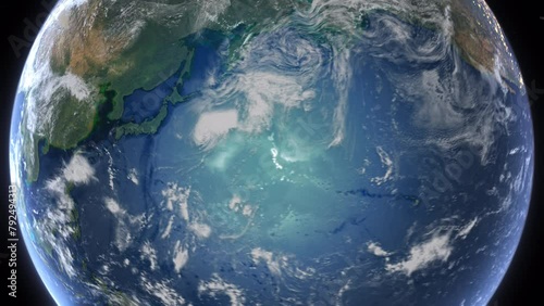 Realistic Earth From Space Zoom In Clouds Japan Tokyo