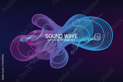 3d audio soundwave. Colourful music pulse oscillation. Glowing impulse pattern