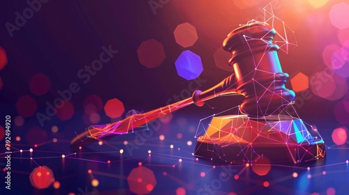 Court, judgment, bid, auction concepts. Judge gavel, auction hammer. AI generated