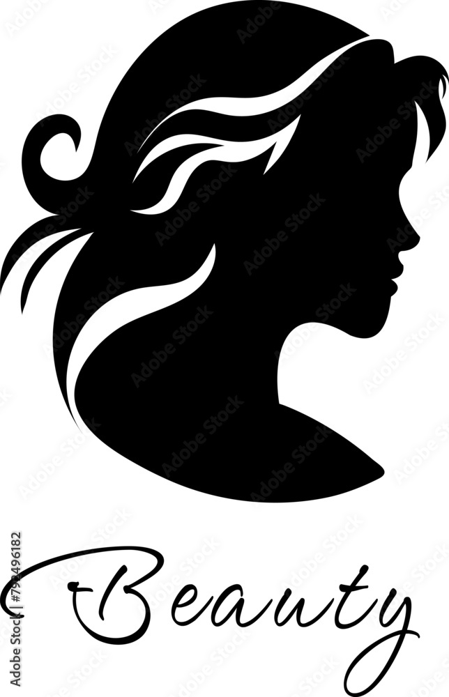 Black silhouette with beauty concept, this logo can be used for beauty business.